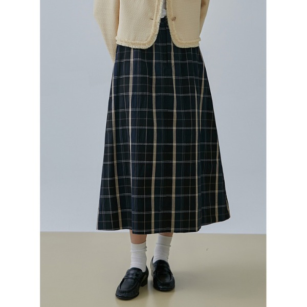 Aラインチェックスカート X-365