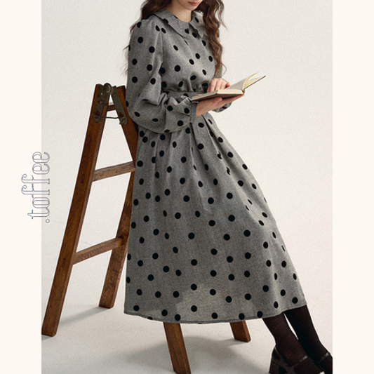 グレートップ＆ロングスカートのポルカドットセットアップ　Z00529