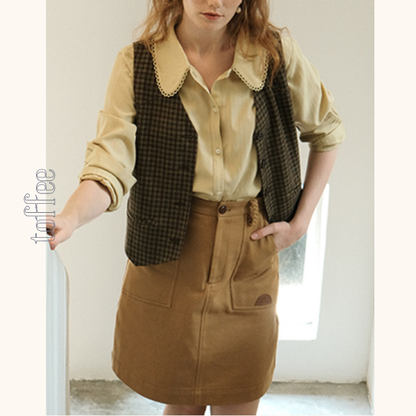 【2color】レースディテール丸襟ブラウス　《Z00747》