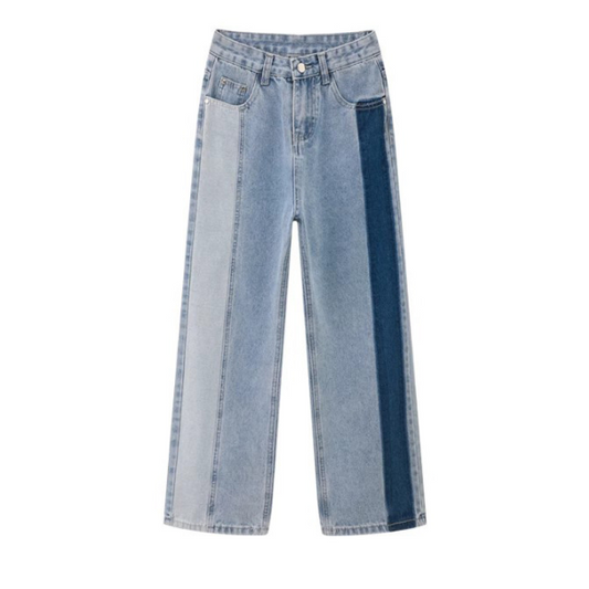 サイドラインデニムストレートパンツ X-429