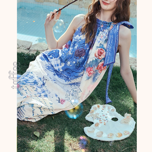 深海の花の泡ホルターネックワンピース《Z00967》