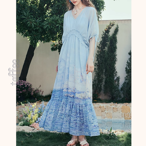 ロングティアードマキシワンピース《Z00969》