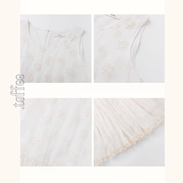 レース＆アイレット刺繍ロングティアードワンピース《Z00888》