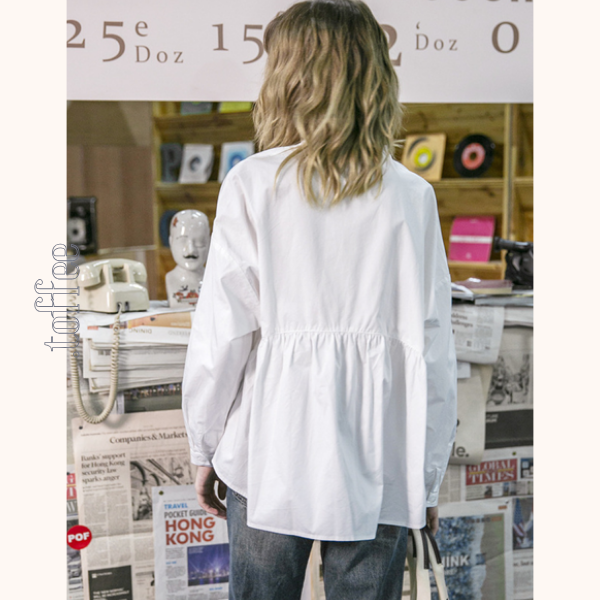 【2color】コットンペプラムブラウス　Z00479