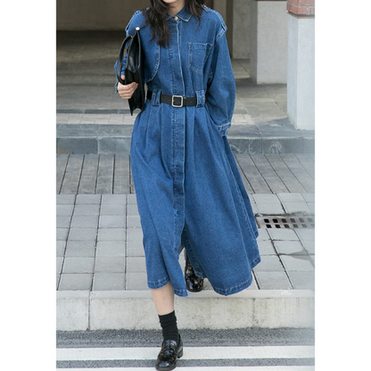 イレギュラーフラップデニムワンピース w-038