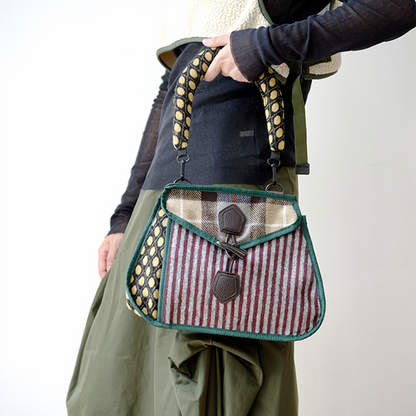 ストライプ切り替えドットショルダーバッグ   Z00488