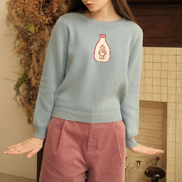 マヨネーズ刺繍入りクルーネックブルオーバー　Z00506