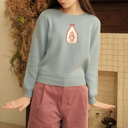 マヨネーズ刺繍入りクルーネックブルオーバー　Z00506