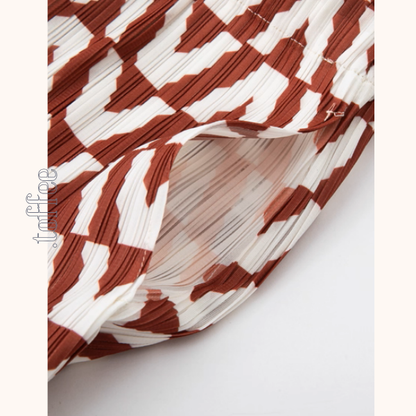 裾切替Vライン柄プリーツスカート《Z01069》