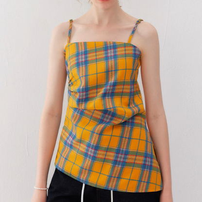 タータンチェックアシンメントリーヘムキャミソール《Z01013》