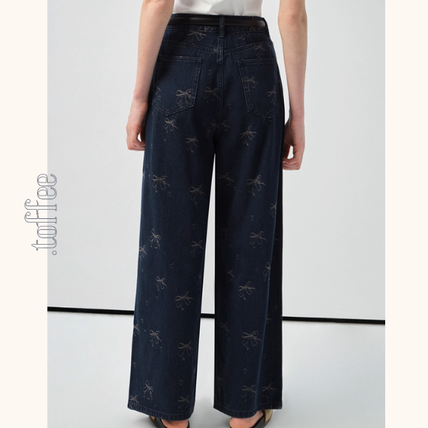 リボンジャガードデニムパンツ《Z00989》