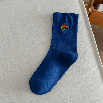 フラワー刺繍ソックス3点セット Z00315
