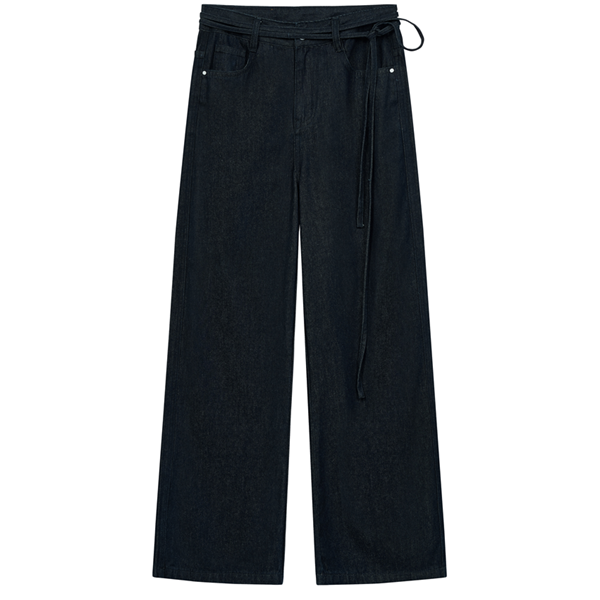 ストラップ付きハイウエストデニムパンツ　Z00555