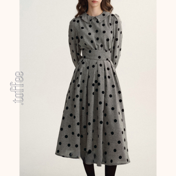 グレートップ＆ロングスカートのポルカドットセットアップ　Z00529