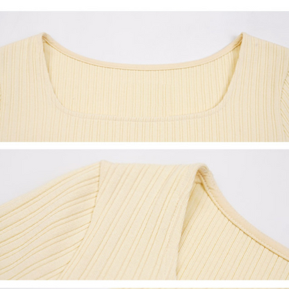 【2color】スリムフィットスクエアカラートップス X-506