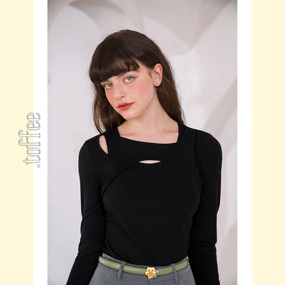 【3color】ニッチなクロスデザイン　ボトリングシャツ C0167