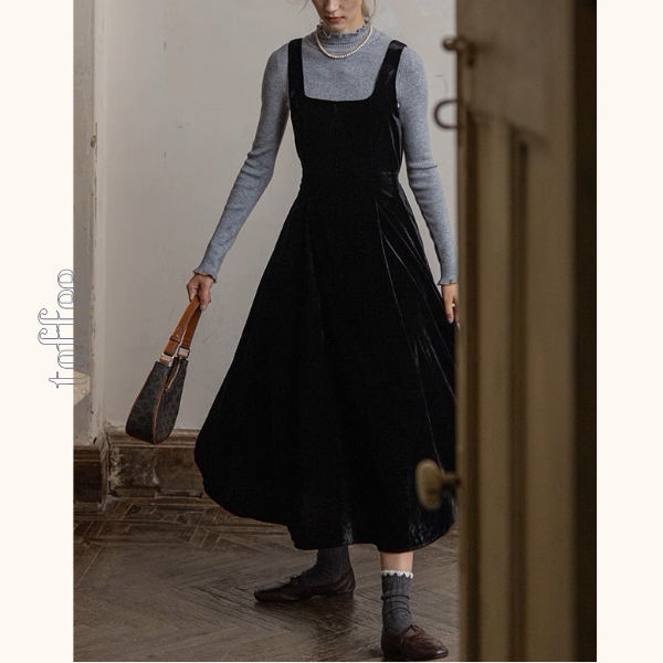 【2color】スクエアネックノースリーブロングワンピース《Z00853》