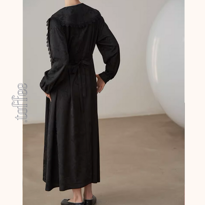 レイヤードドールカラーブラックジャガードワンピース《Z01000》