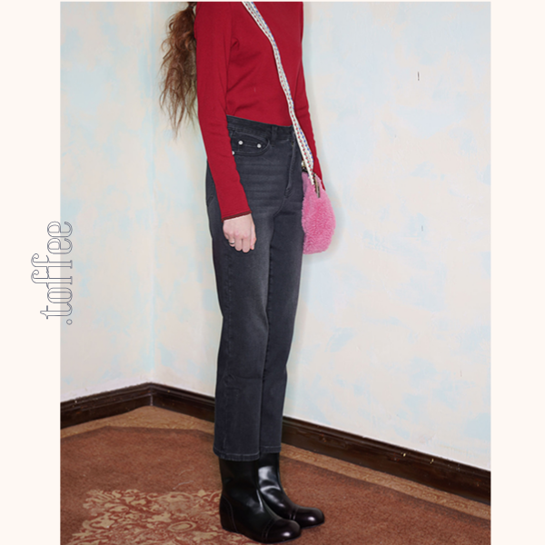 【2color】ハイウエストストレートデニムパンツ　《Z00712》