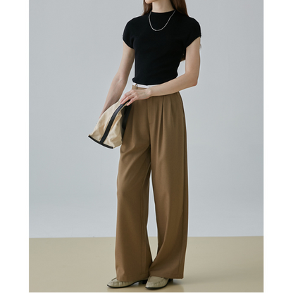 【2color】タック入りシンプルスラックス X-379