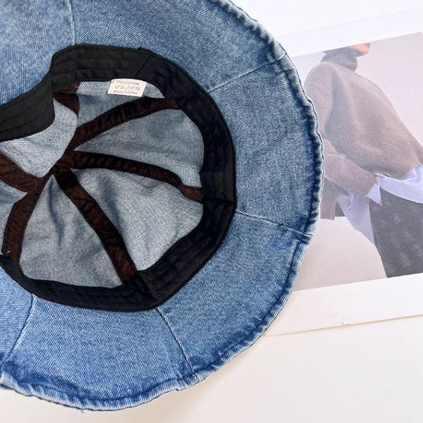 【3color】リボン付きウオッシュデニムドームハット Z00159