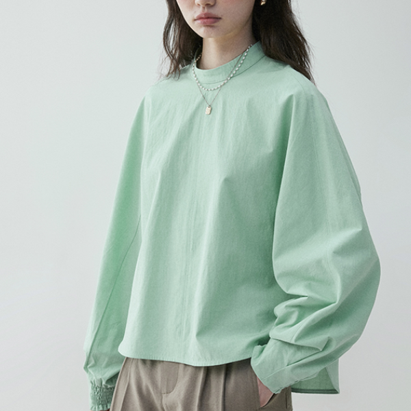 【2color】ギャザーカフ＆バルーンスリーブブラウス《Z00838》