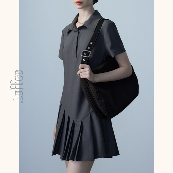 ポロカラープリーツミニスカート　Z00465