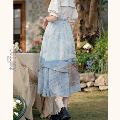 ヴィンテージプリントイレギュラーラップスカート《Z00842》