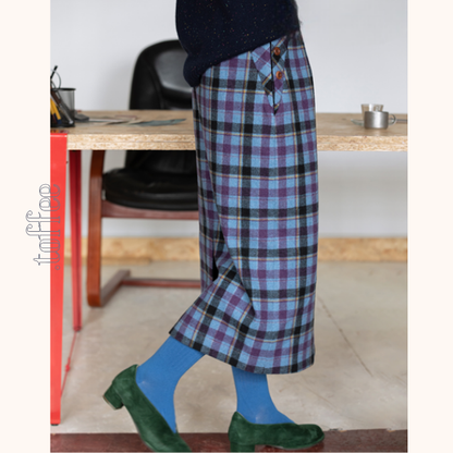 カラフルチェック柄ストレートスカート　《Z00648》