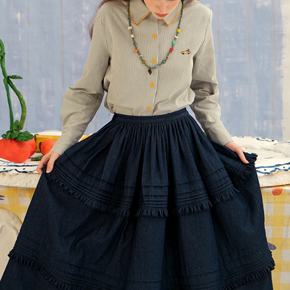 グリーンストライプスリムシャツ　Z00604