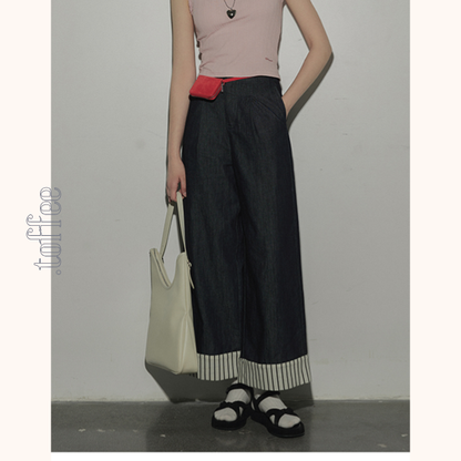 ストライプヘムワイドデニムパンツ　Z00394