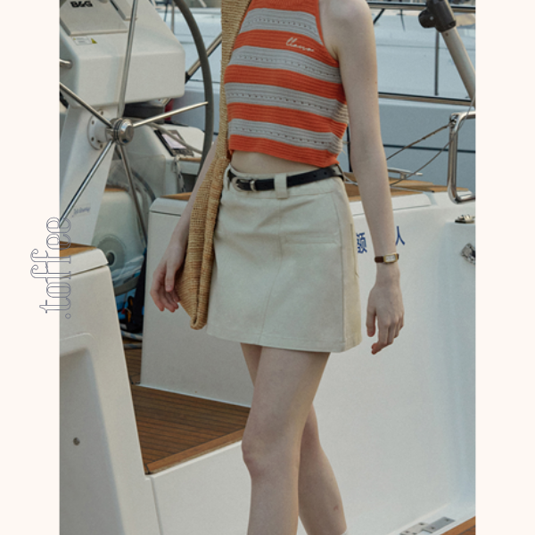 【2color】ホルターネックストライプニットトップ　Z00388