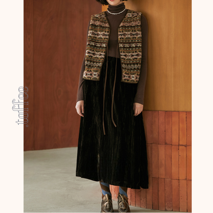 グロッシーダークベスト＆ロングスカートセットアップ　《Z00807》