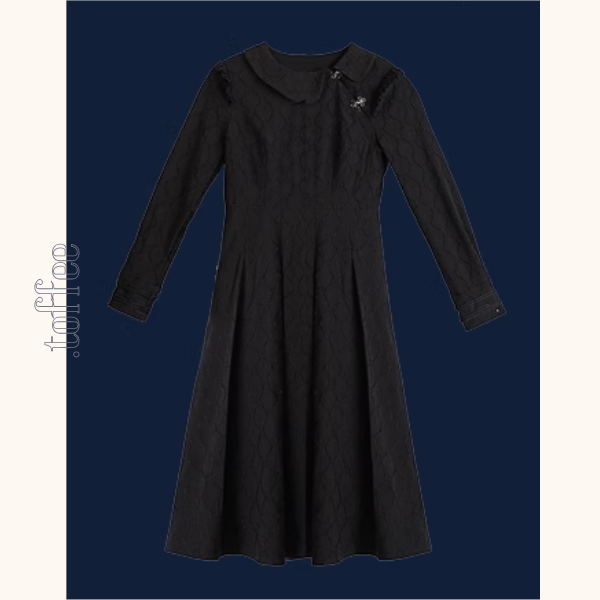 フリルディテールチャイナ風ブラックワンピース《Z00877》