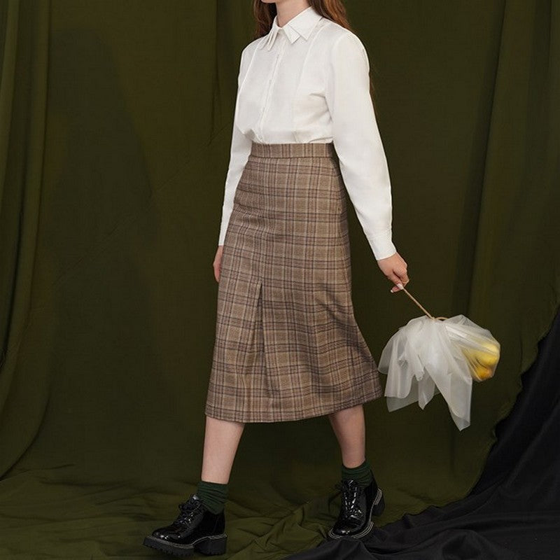 【２color】折り紙のような襟が素敵なシンプルシャツ