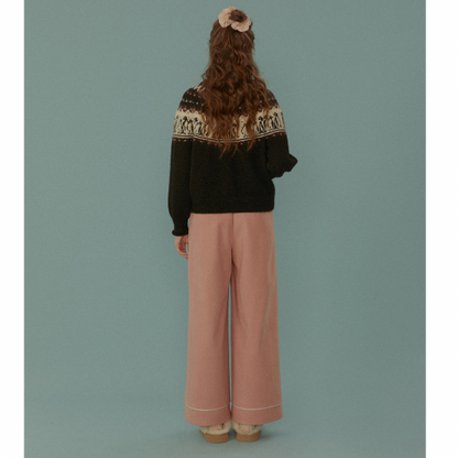 【2color】フレンチハイウエストワイドレッグパンツ Z00044