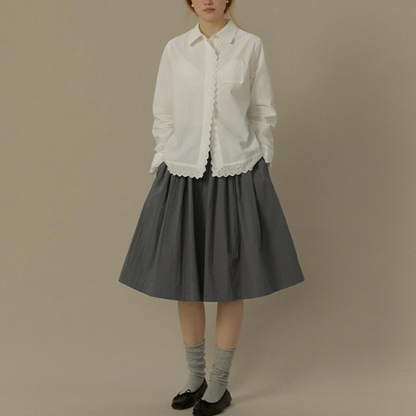 レース装飾ホワイトブラウス《Z00832》