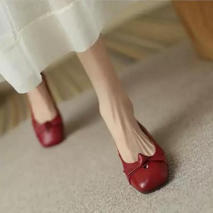 【2color】スクエアトゥリボンシューズ X-020