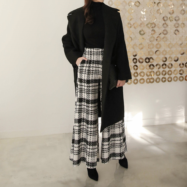 ワイドレッグチェックパンツ X-467