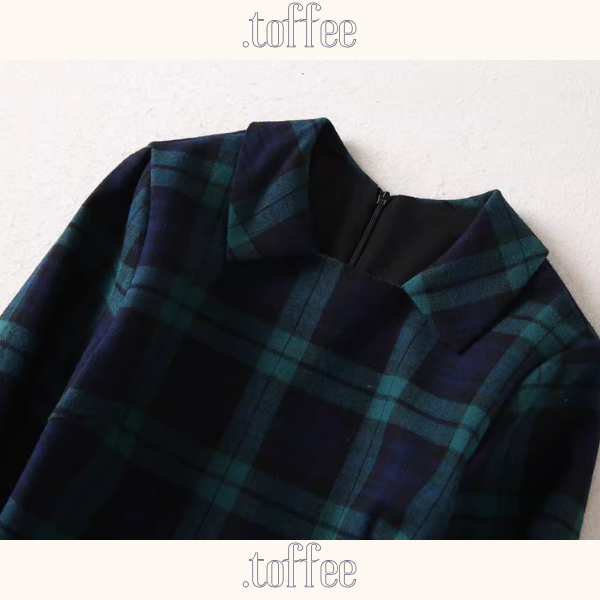 純綿タータンのスリムエレガントワンピ《Z01247》