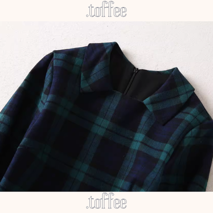 純綿タータンのスリムエレガントワンピ《Z01247》