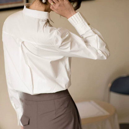 アシンメントリックカラーホワイトシャツ　《Z00809》