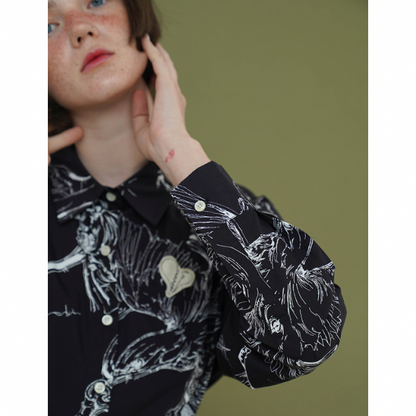 バイカラーアーティスティックシャツ w-027