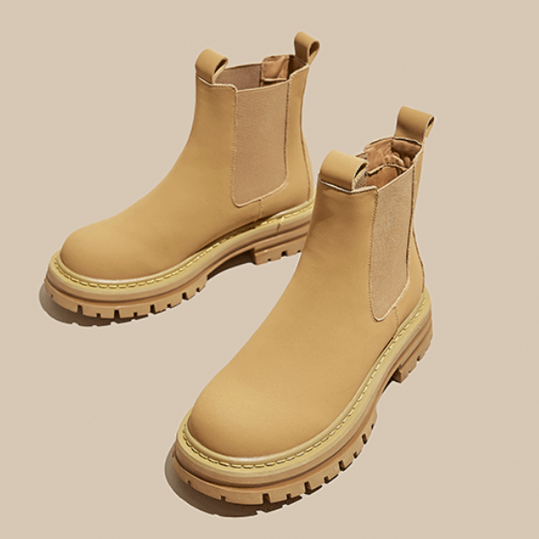 【3color】ラウンドトゥ厚底チェルシーブーツ X-521