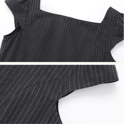 スクエアカラーストライプワンピース《Z01025》