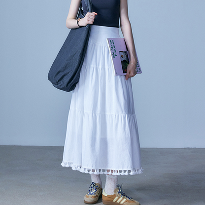 【2color】タッセル付きＡラインロングスカート　Z00331