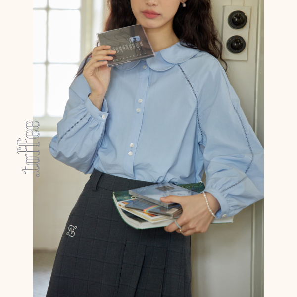 ダブルドールカラーブルーブラウス　Z00562