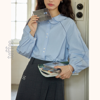 ダブルドールカラーブルーブラウス　Z00562