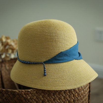 【４color】チェーンベルトドームシルエットストローハット　AU-104