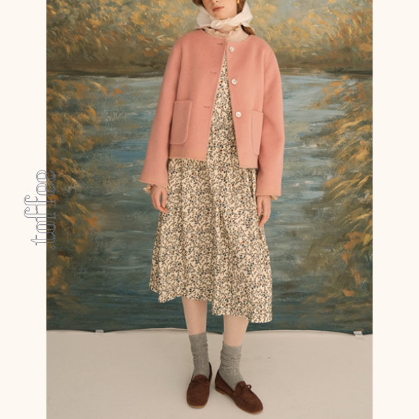 コーデュロイフローラルプリントノースリーブワンピース　Z00616